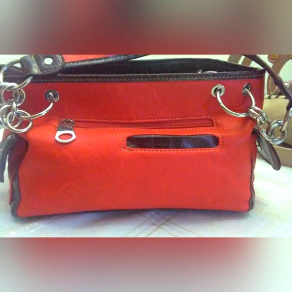 BNWT GORGEOUS HERITAGE WEST PURSE TANGERINE COLOR W/ FRINGE SILVER METALS - Picture 11 of 12